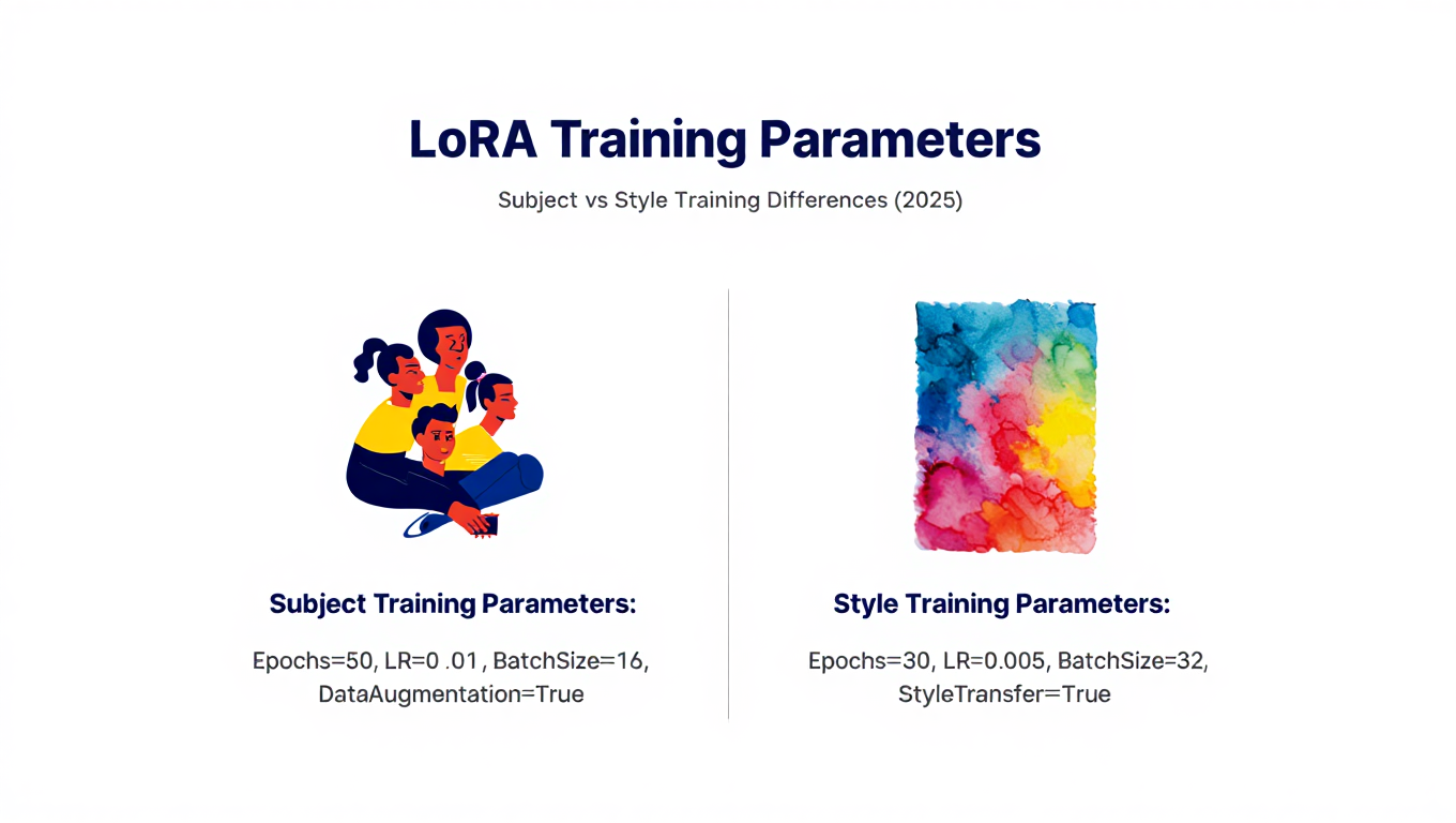 LoRA Training Parameters - Subject vs Style Training Differences (2025) - Tutorial tagged with lora-training