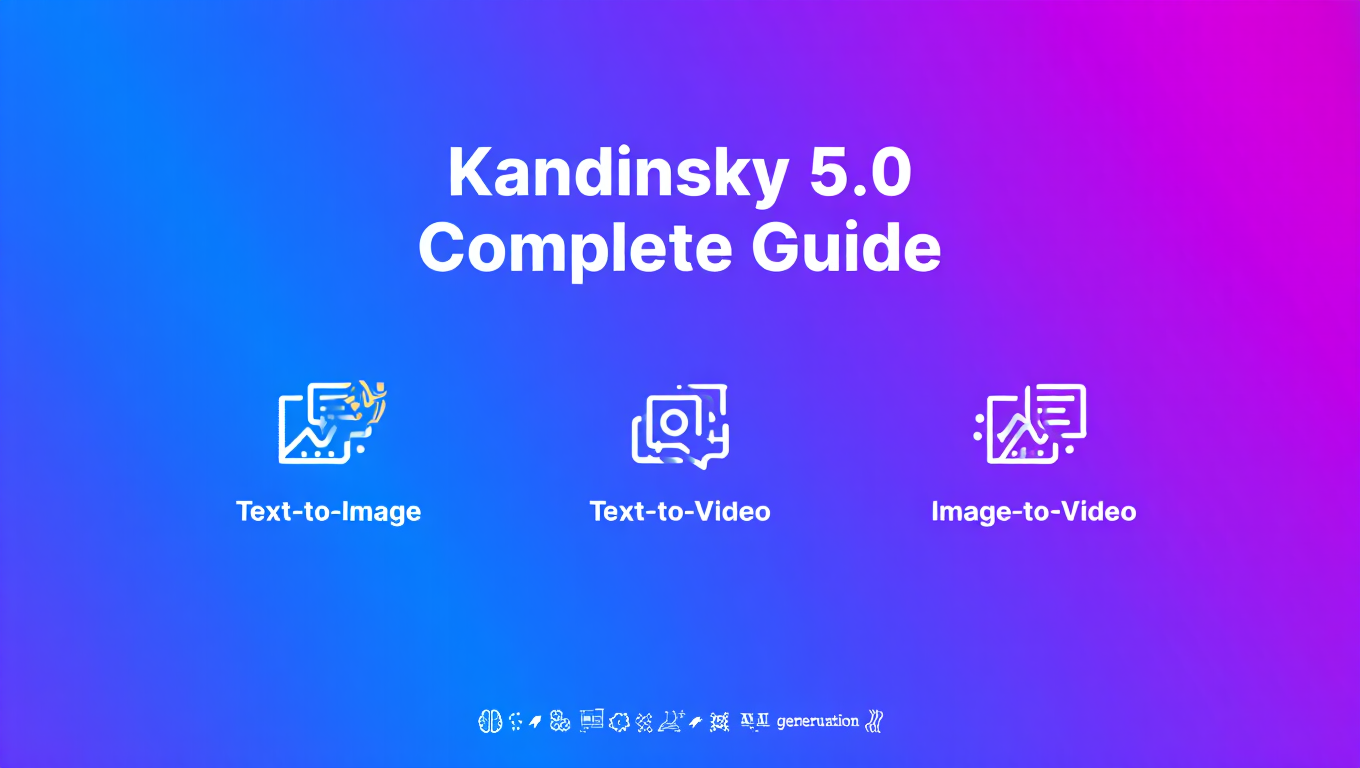 Kandinsky 5.0 Complete Guide: Text-to-Image, Text-to-Video, and Image-to-Video - Tutorial tagged with ai-video-generation
