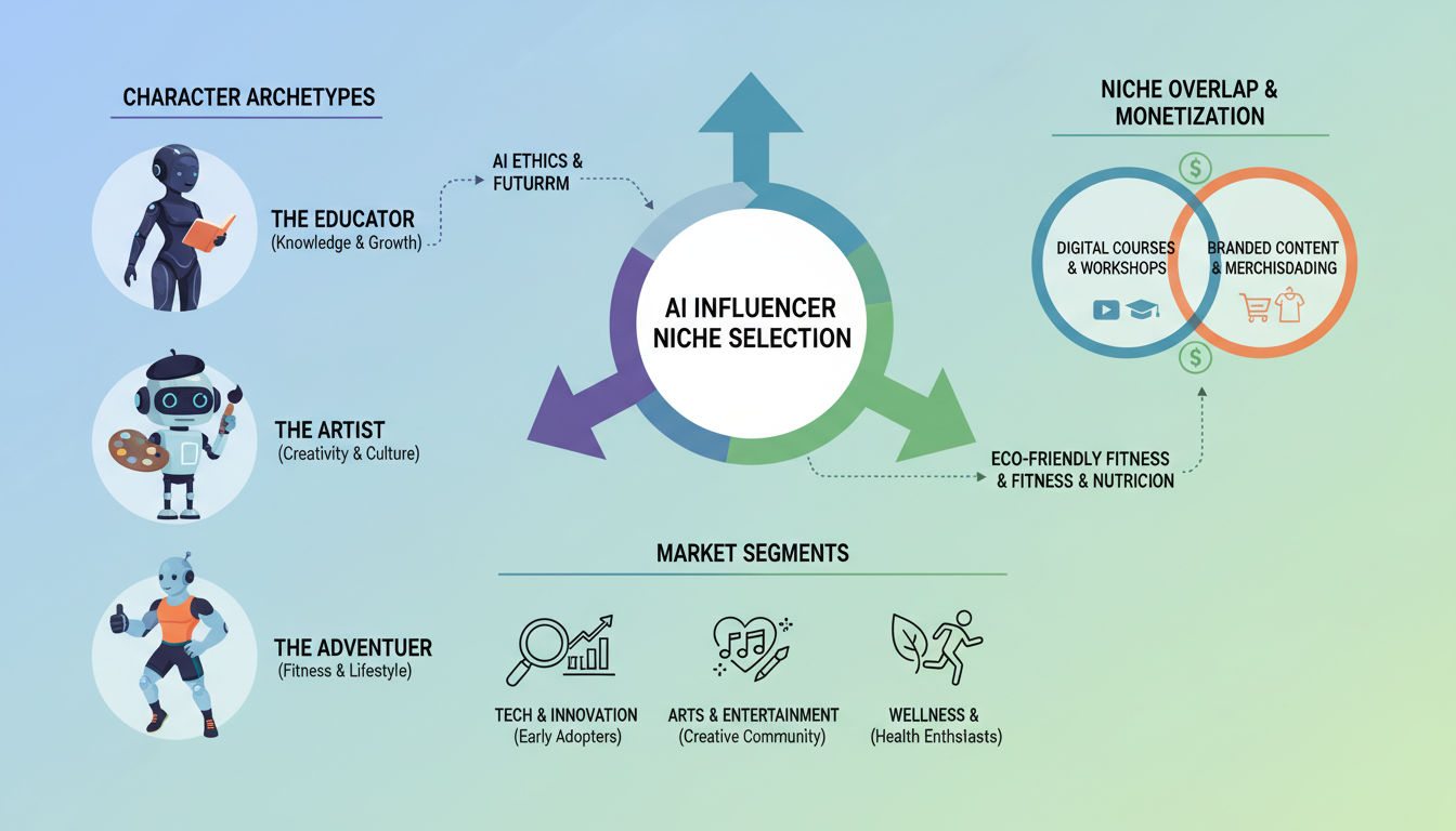 AI influencer niche selection diagram
