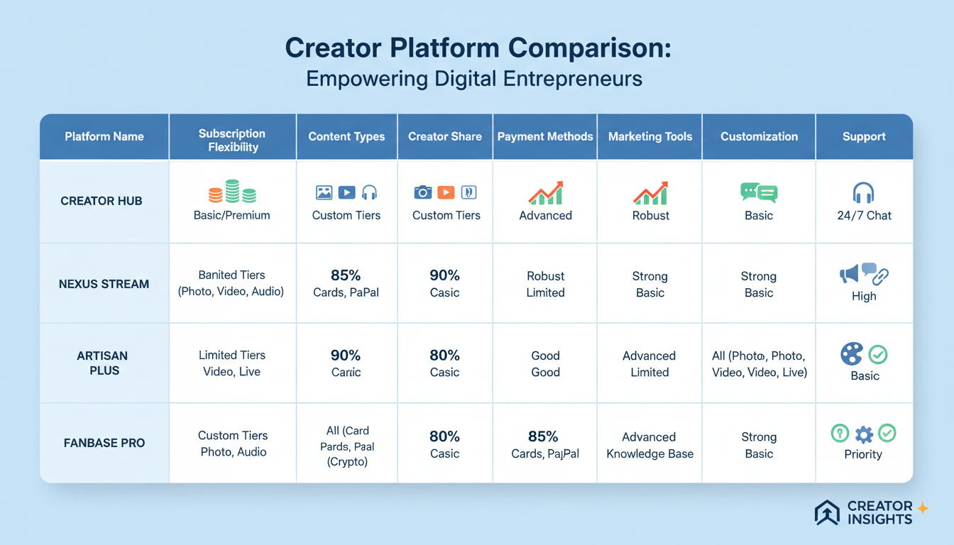 Platform comparison for AI creators