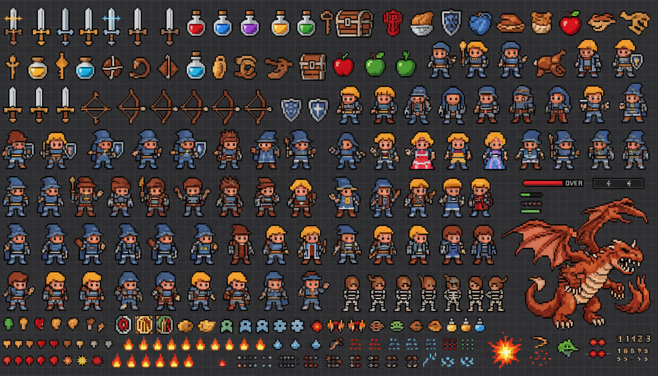Pixel art game assets generated with Z Image Turbo