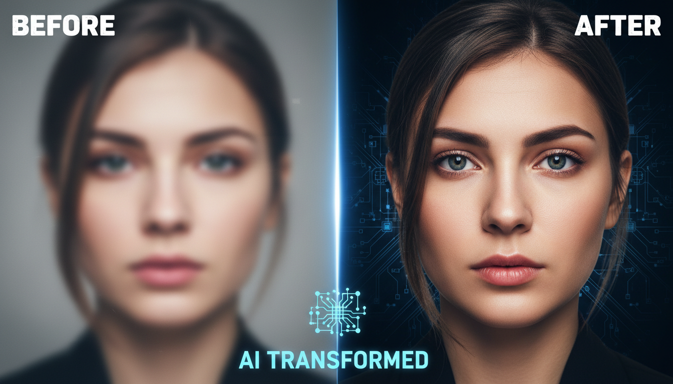 Before and after comparison showing blurry vs sharp AI generated image
