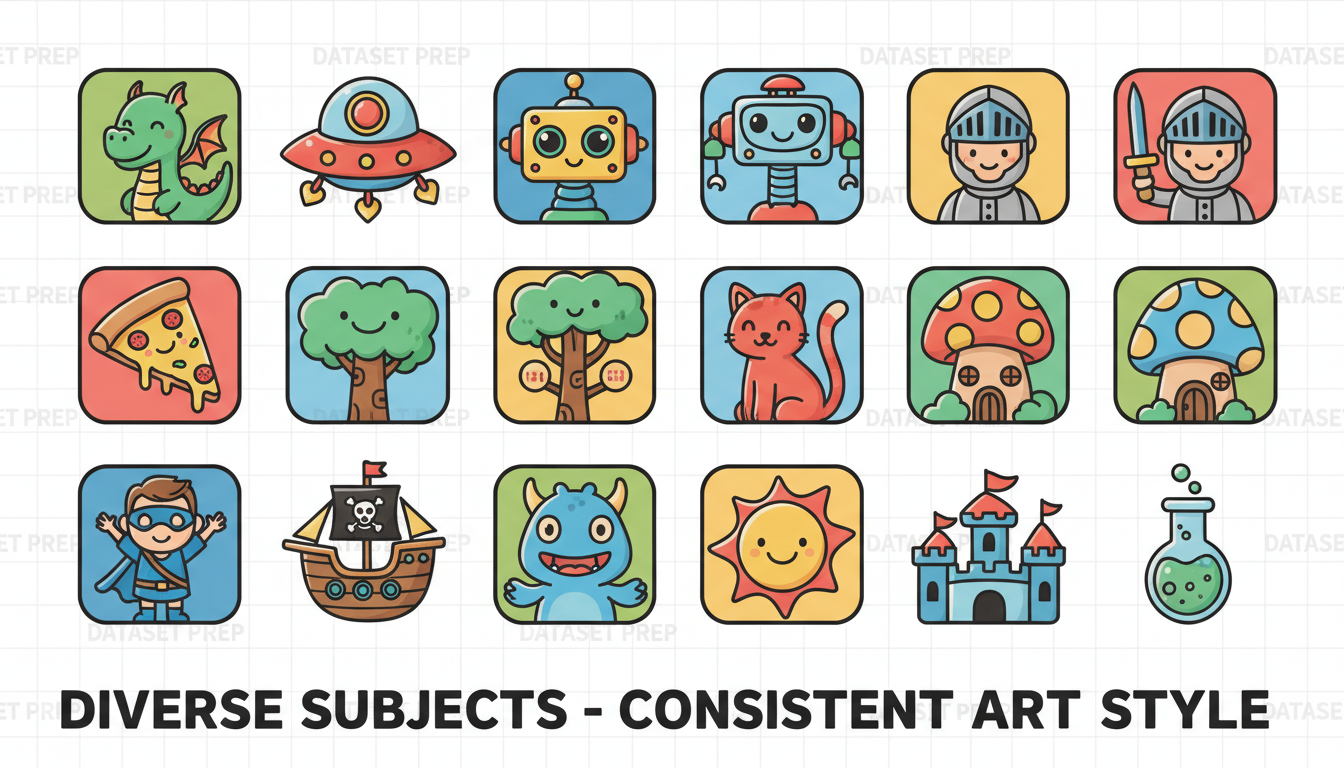 Cartoon LoRA dataset preparation examples