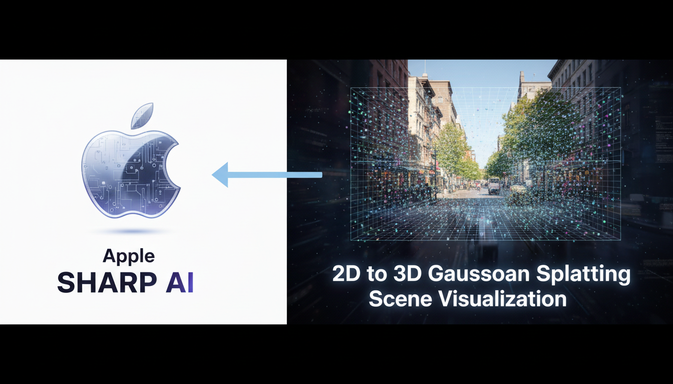 Apple SHARP converting 2D photo to 3D Gaussian splat in ComfyUI