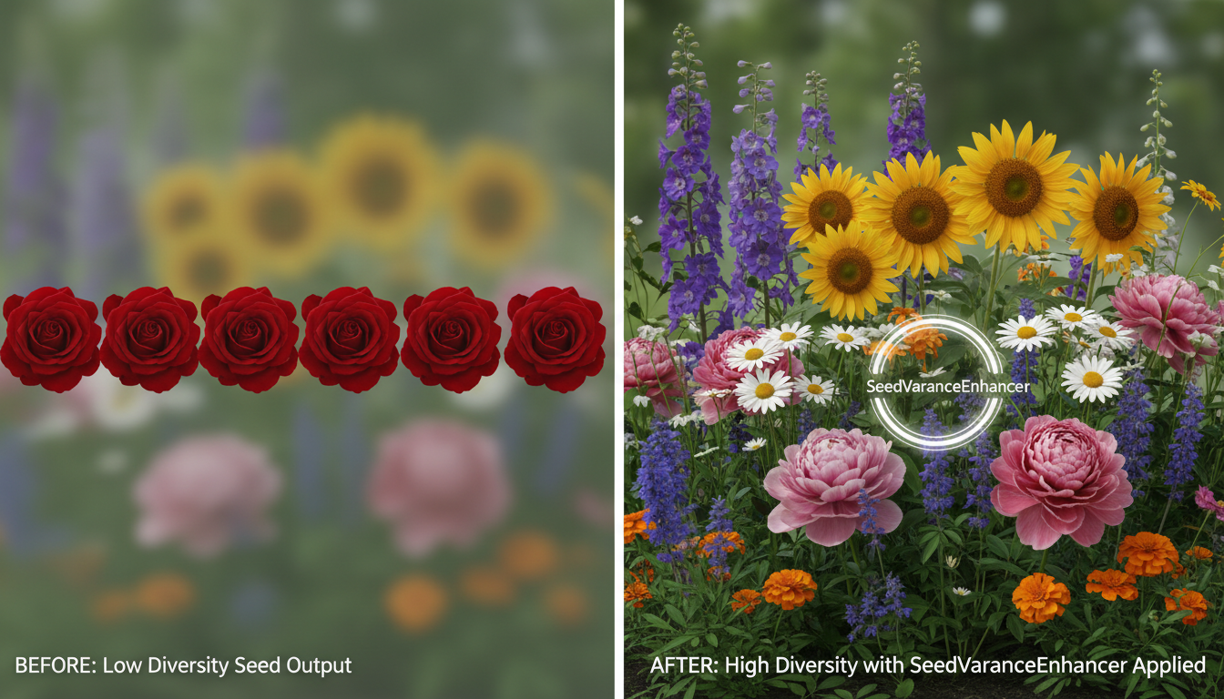 Before and after SeedVarianceEnhancer diversity comparison