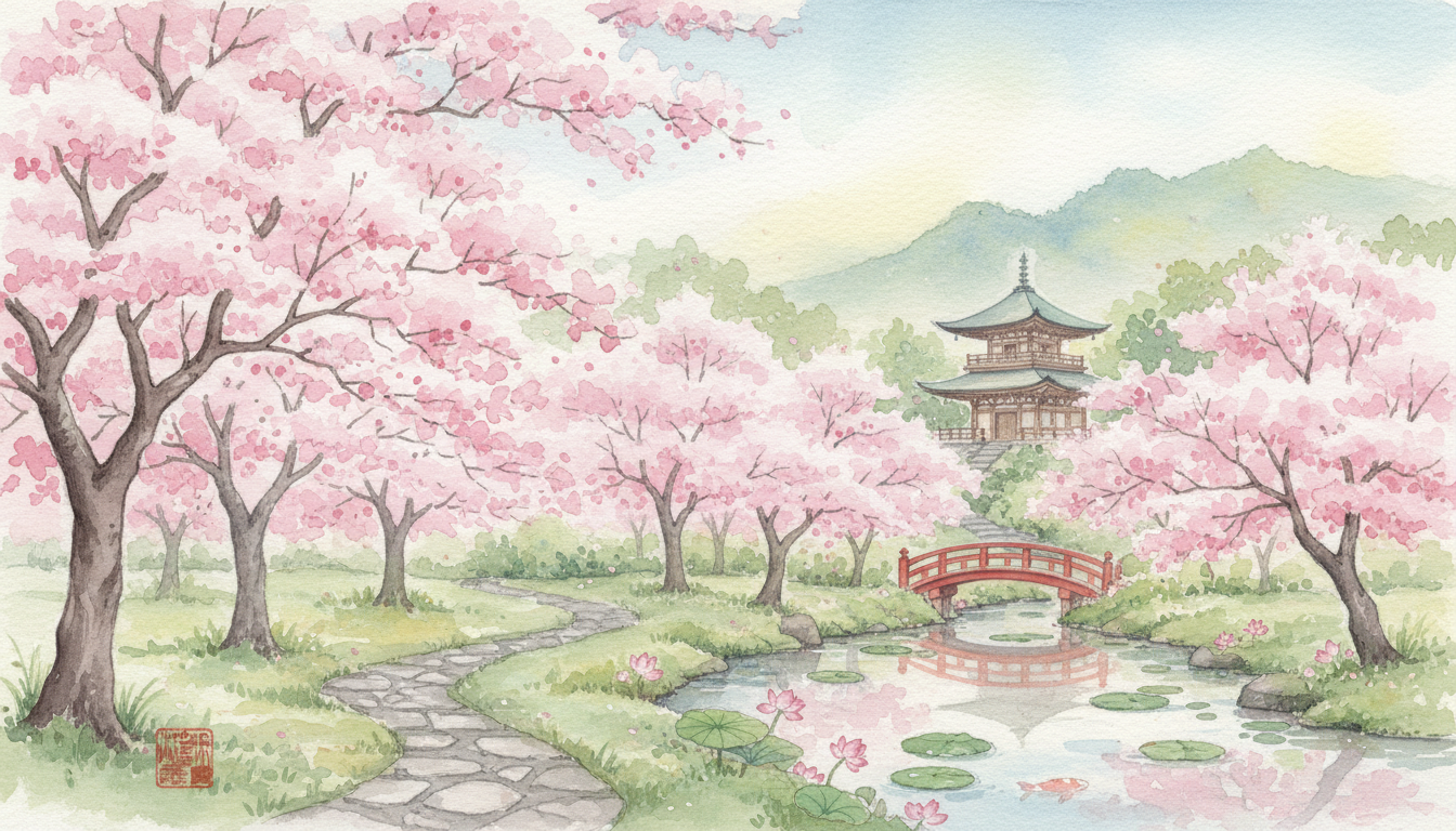 Watercolor cherry blossom