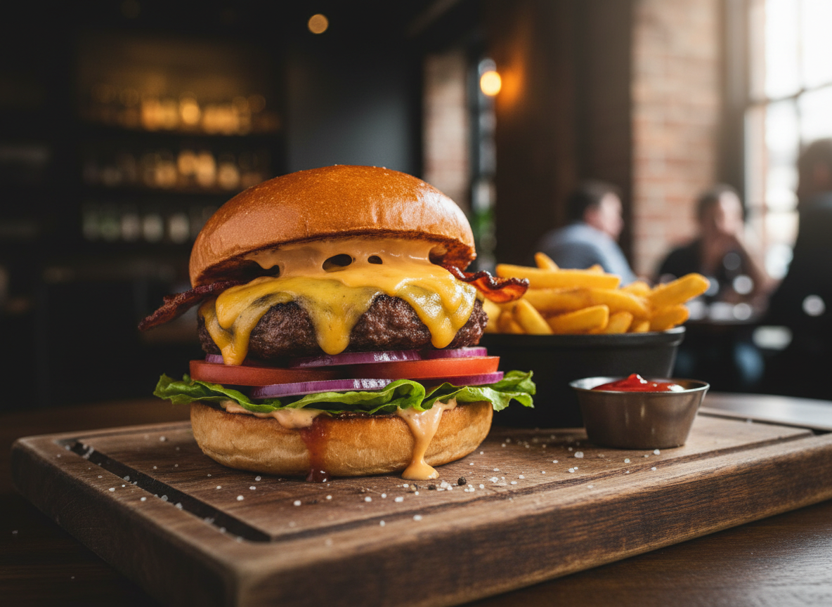 Gourmet burger food photography