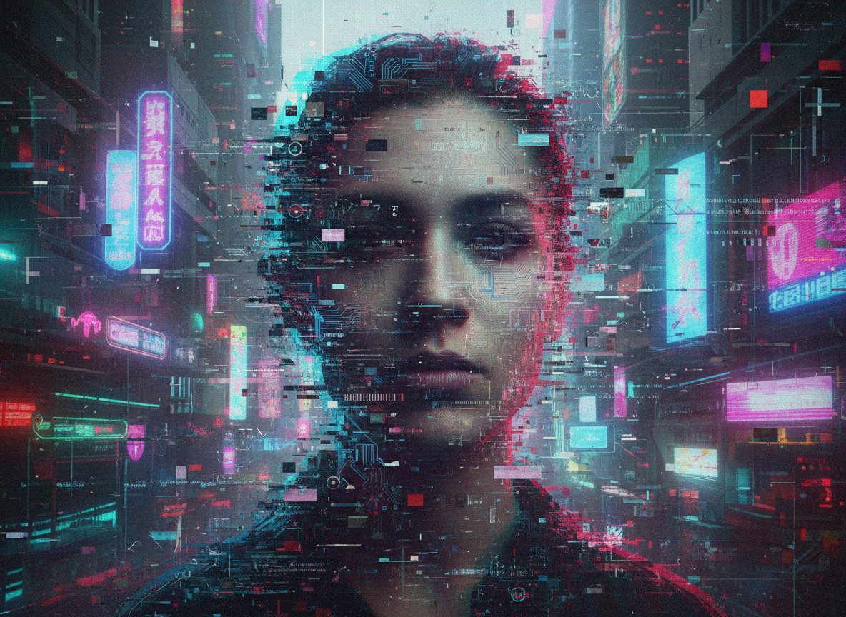 Glitch art portrait