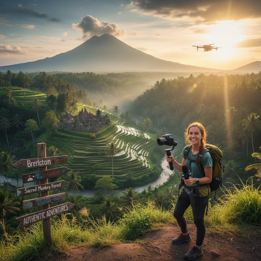 Travel vlog scene at exotic destination