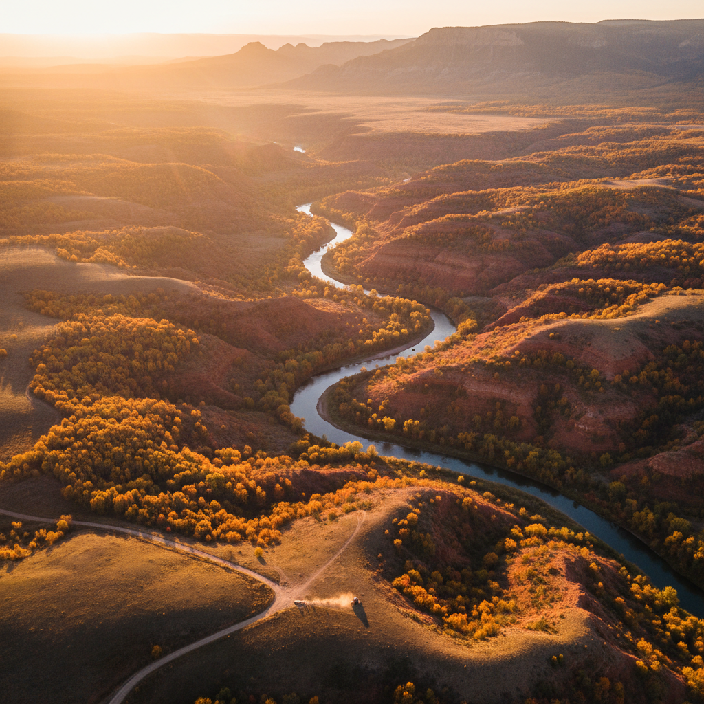 Stunning aerial drone shot with sweeping landscape view