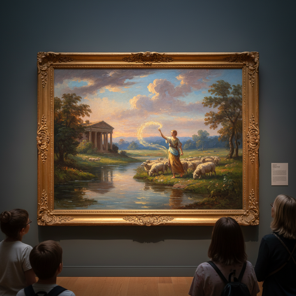 Classical painting artwork with subtle magical animation