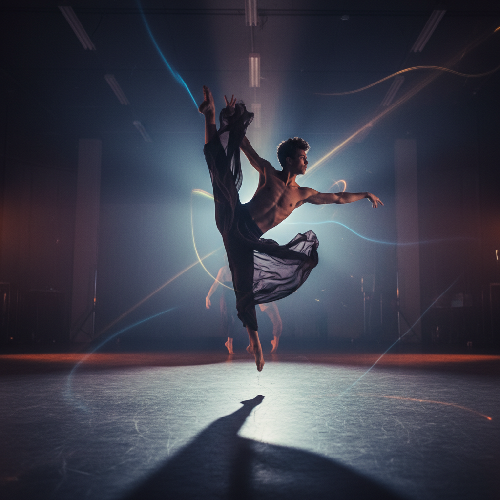 Dynamic dance performance with dramatic lighting