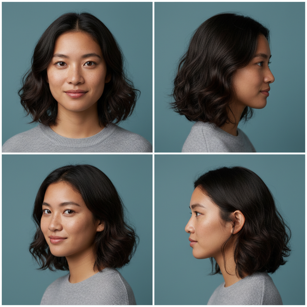 AI multi-angle portrait showing same person from multiple views