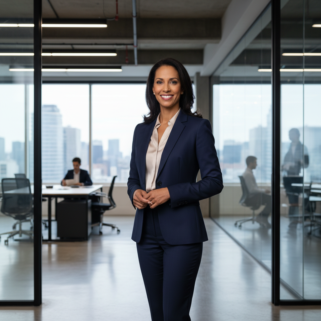 AI professional business full body portrait in corporate attire