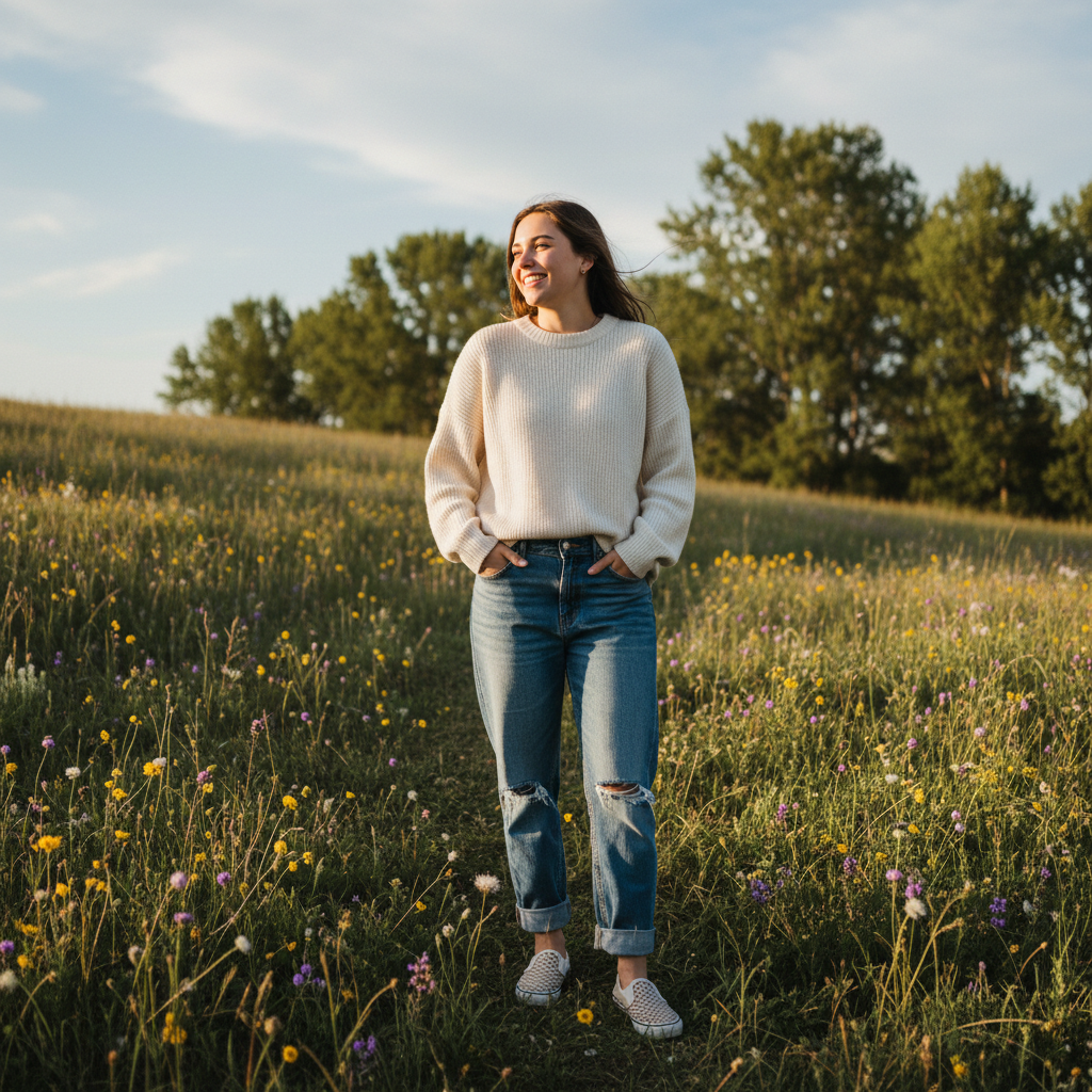 AI casual lifestyle full body portrait in relaxed setting