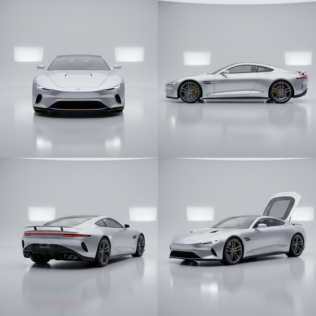 AI vehicle multi-angle views for automotive showcase