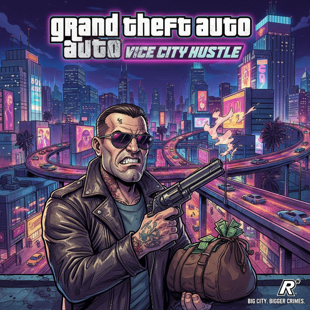 AI GTA Grand Theft Auto style open world game art