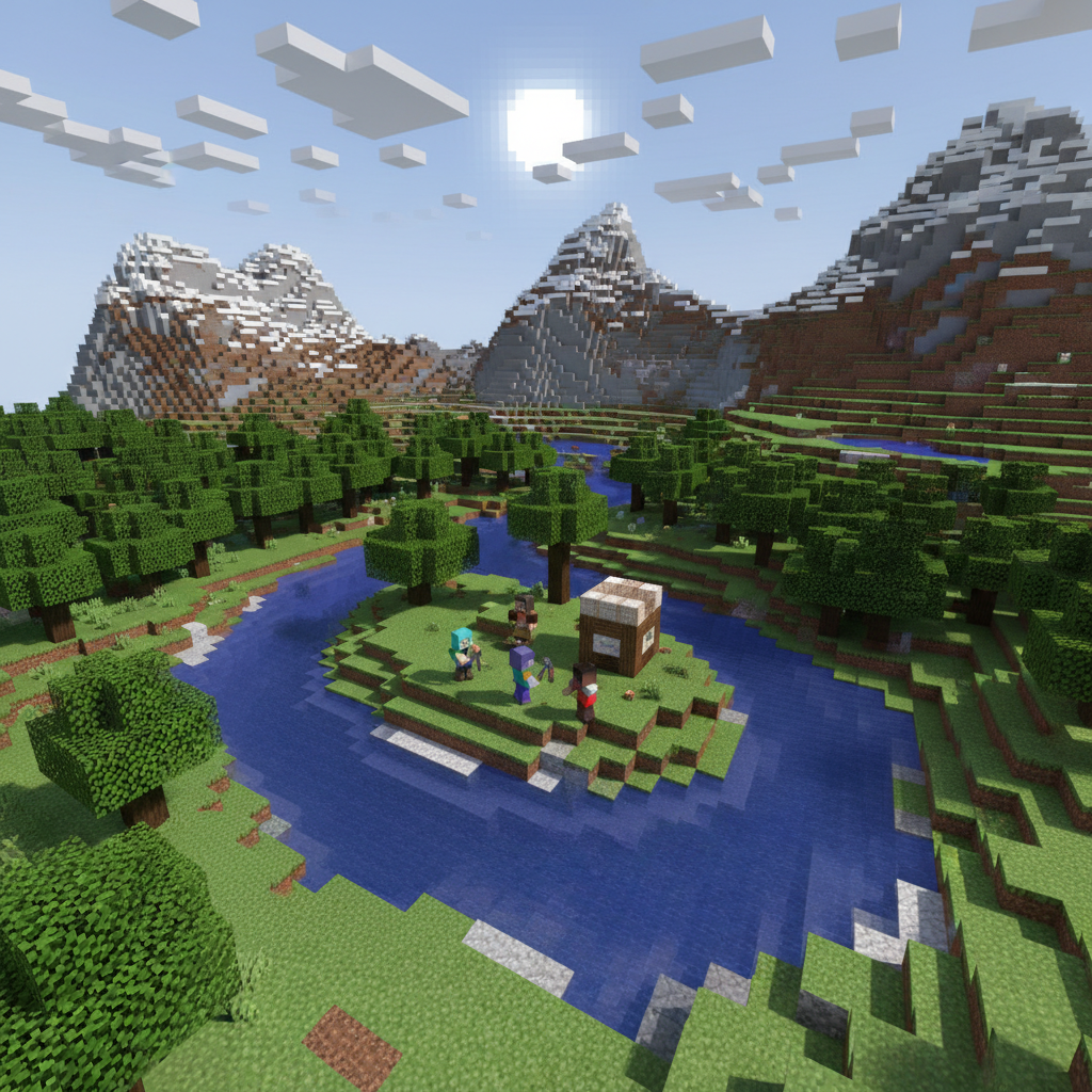 AI Minecraft blocky voxel world aesthetic