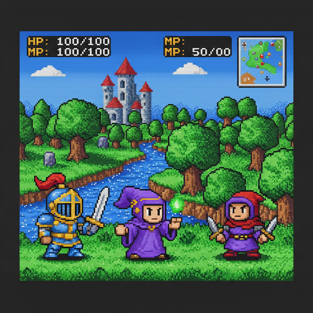 AI retro pixel art 16-bit game style