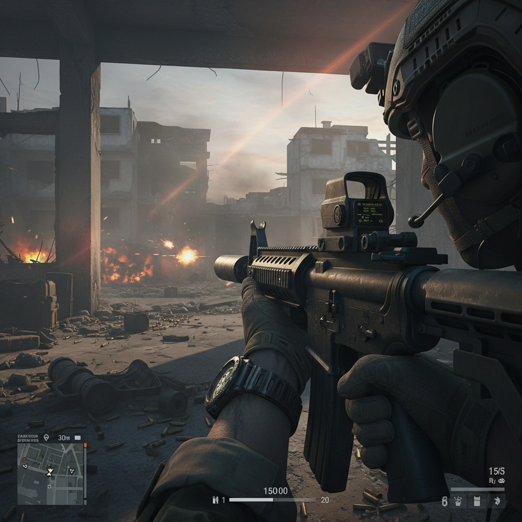 AI tactical shooter military FPS game aesthetic