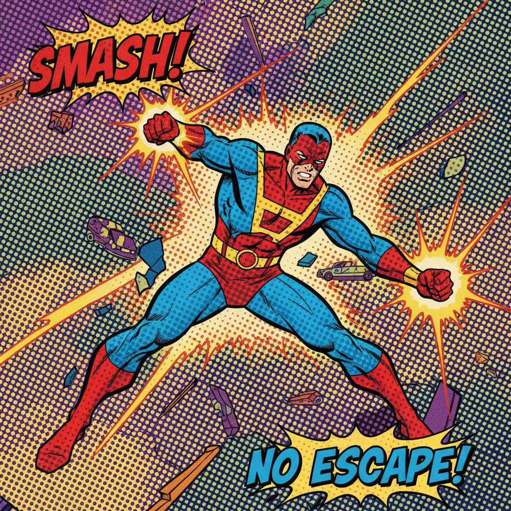 AI comic book style bold ink lines halftone pop art