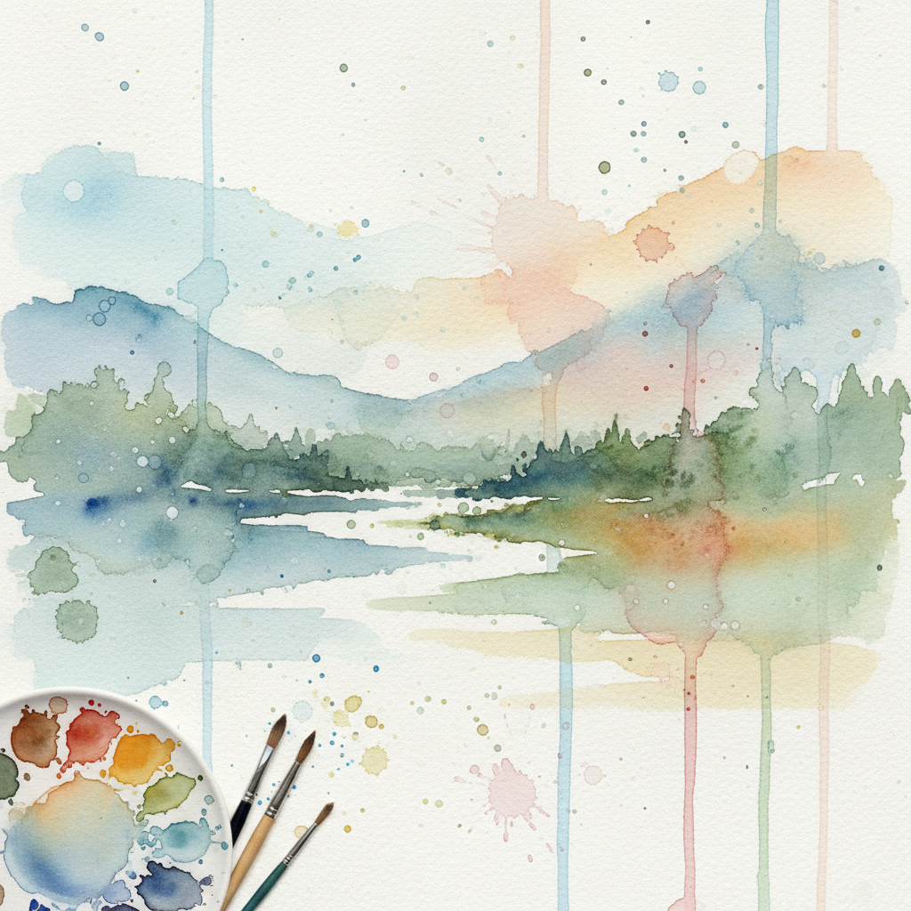 AI watercolor painting soft wash artistic style