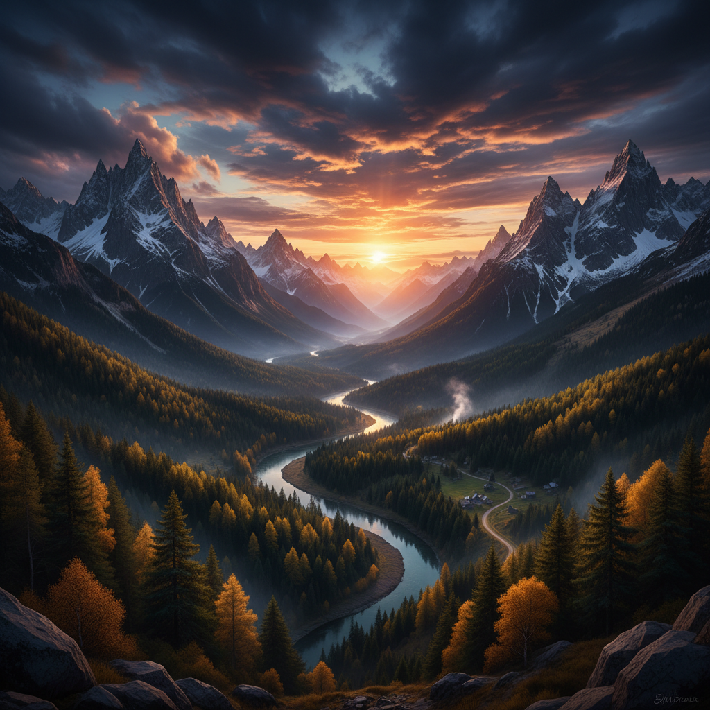 AI HDR landscape dramatic nature photography