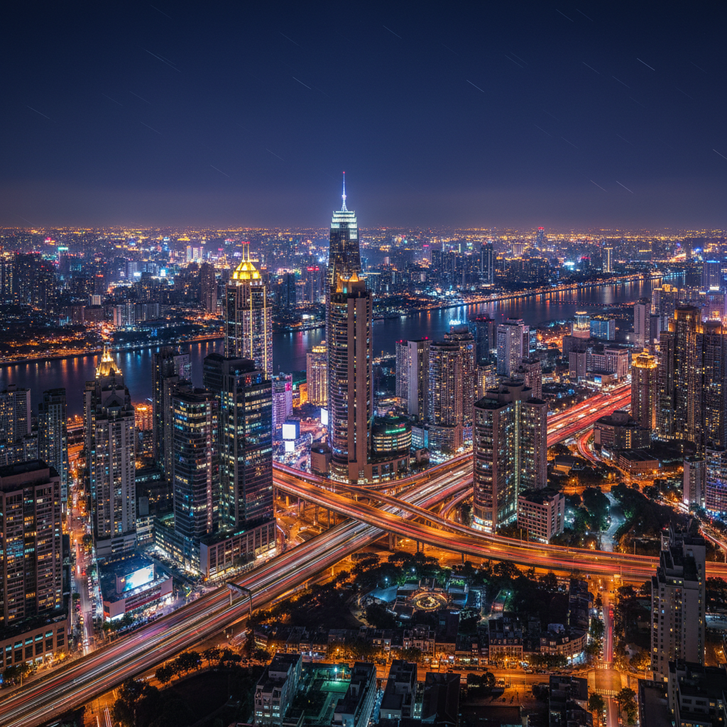 AI HDR night photography cityscape urban lights