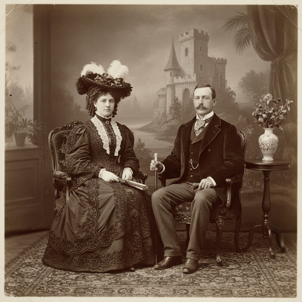 AI Victorian era 19th century formal portrait