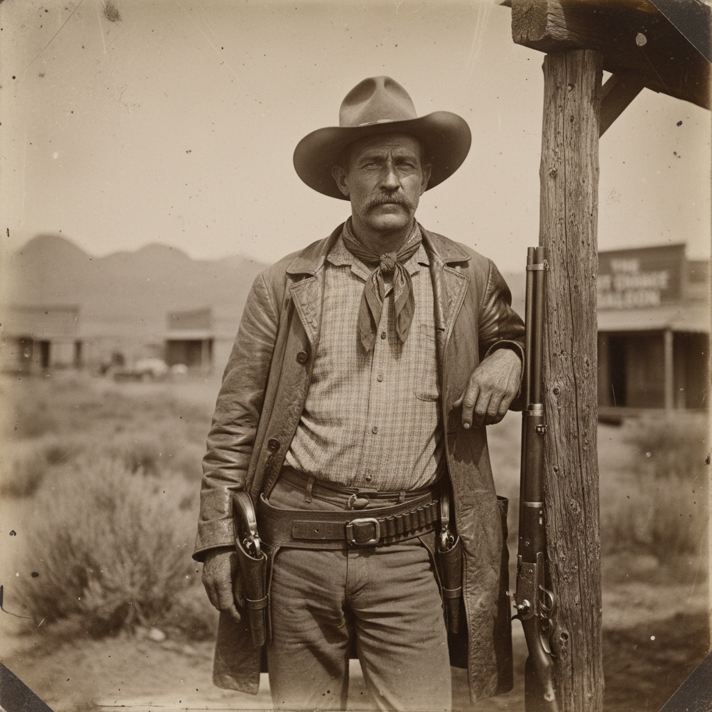 AI Old West frontier tintype cowboy photograph