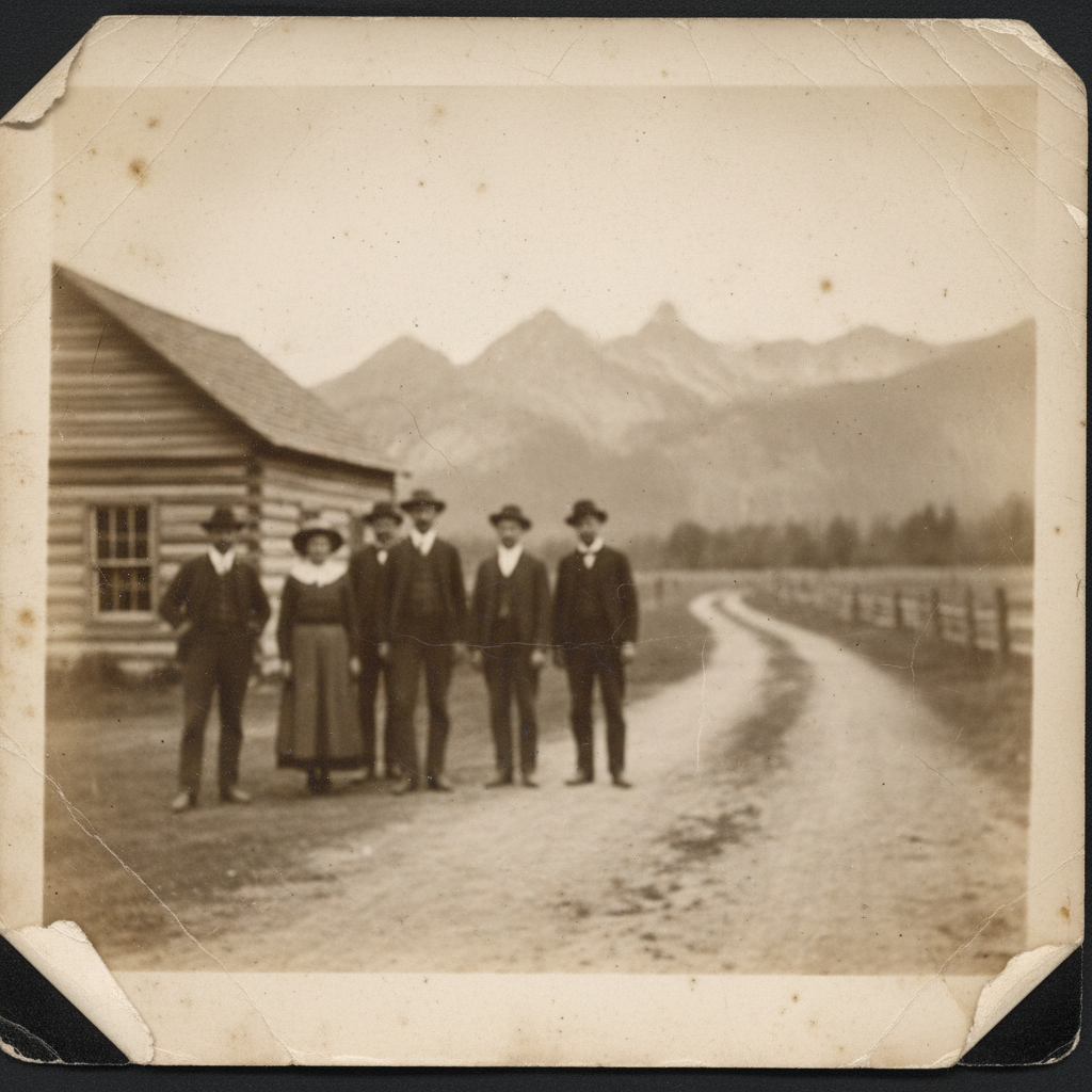 AI antique aged vintage photograph effect