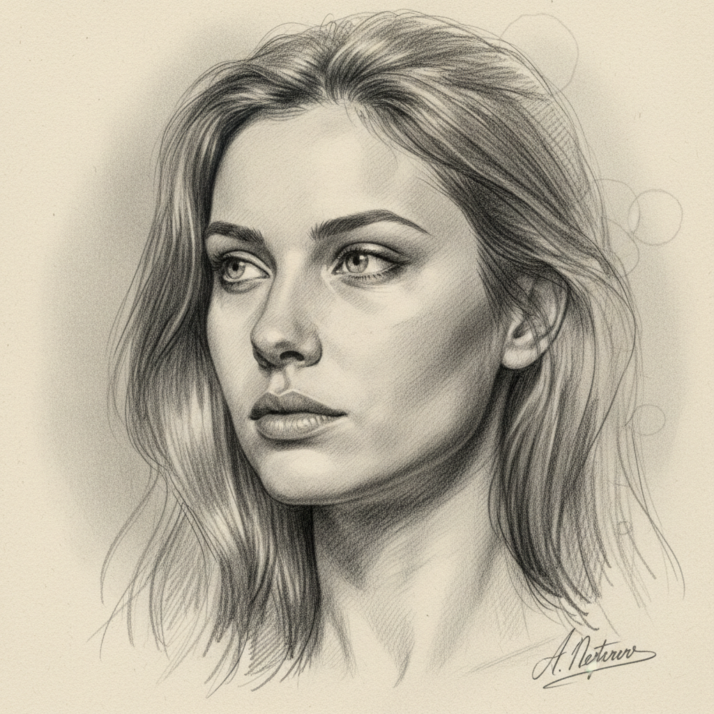 AI portrait pencil sketch graphite drawing art