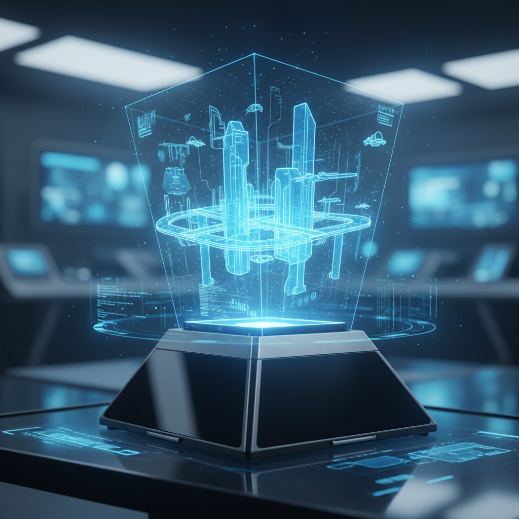 AI hologram sci-fi holographic projection futuristic