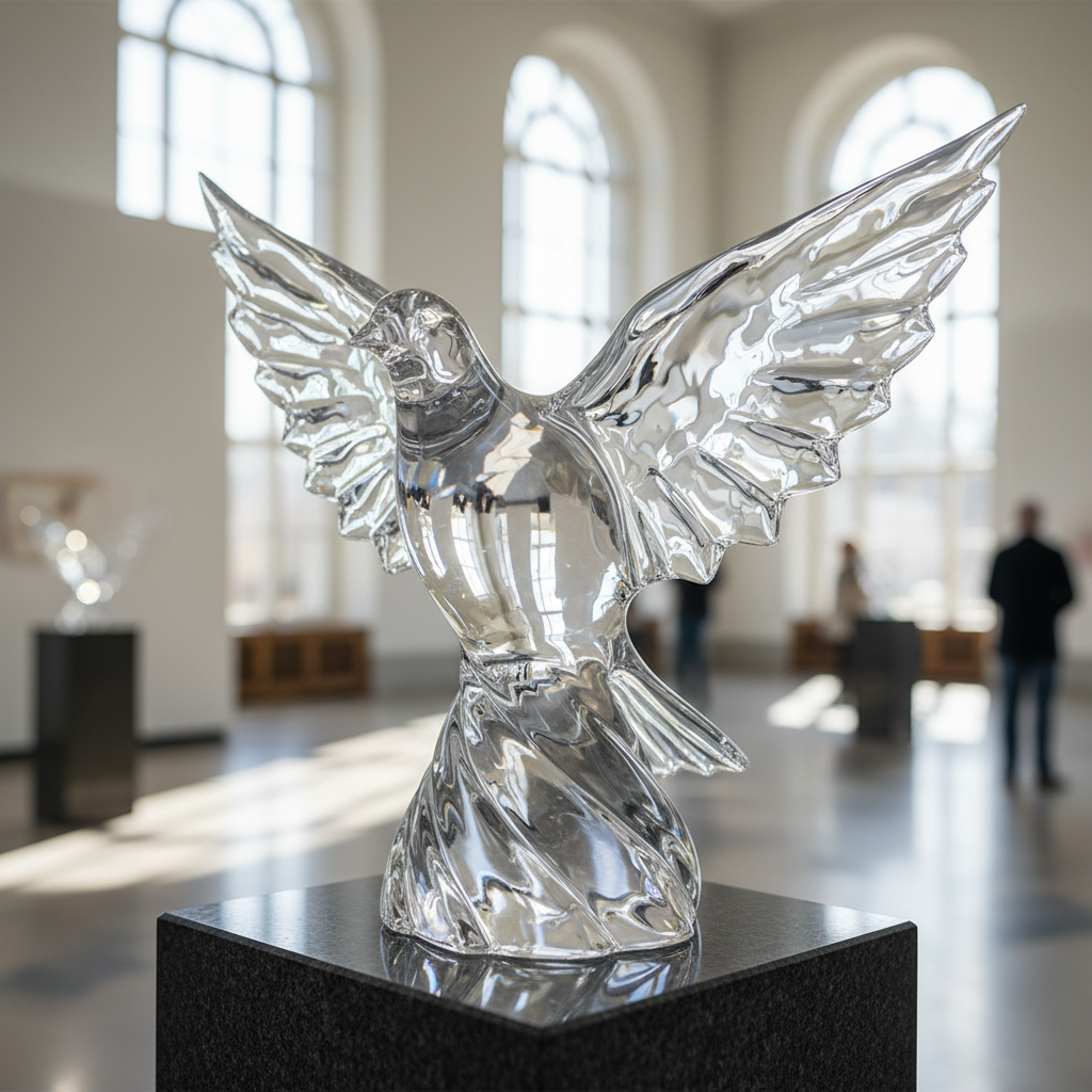 AI glass sculpture transparent crystal art reflection