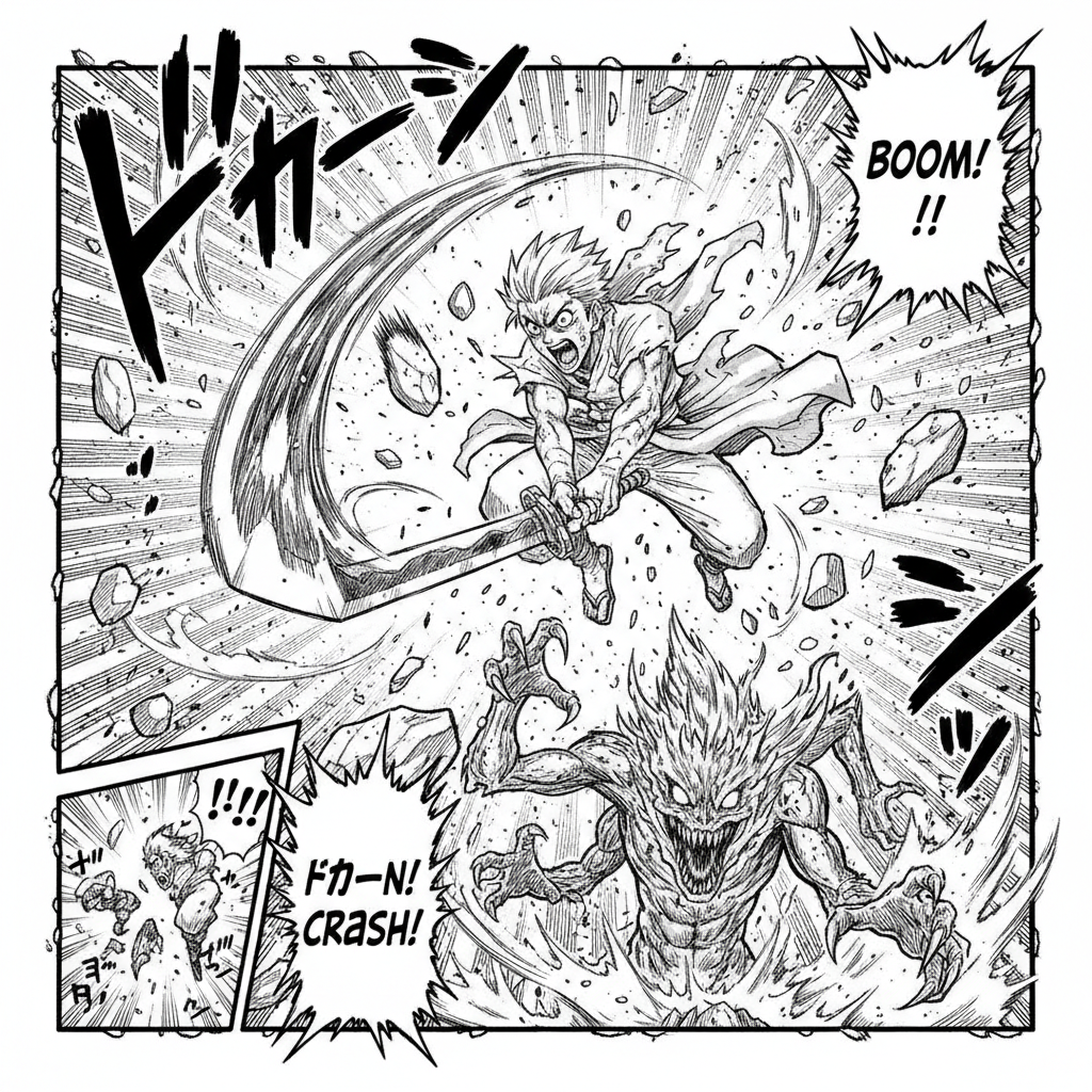 AI manga panel comic art Japanese style dramatic