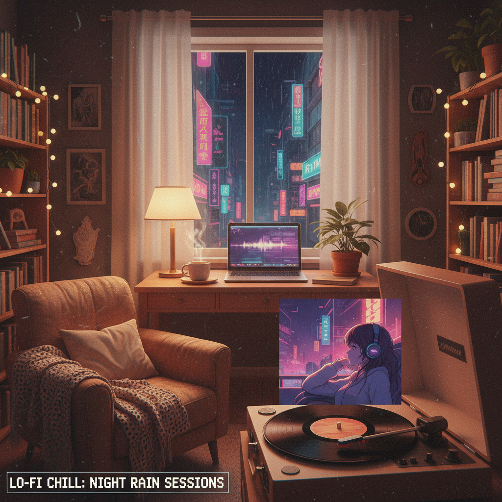 Lo-fi beats chill music vinyl aesthetic cozy study