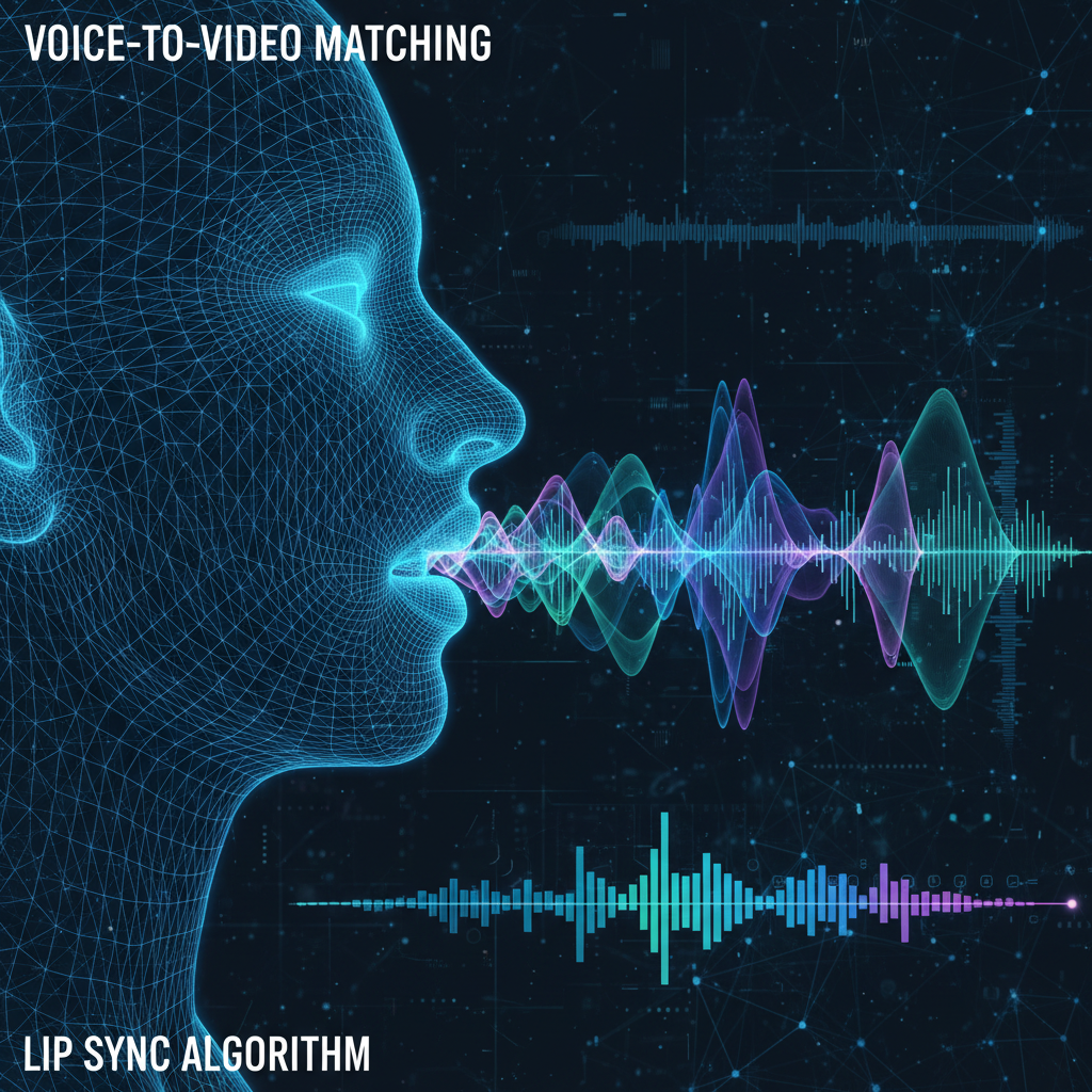 Lip sync video technology audio waveform syncing speech digital face matching
