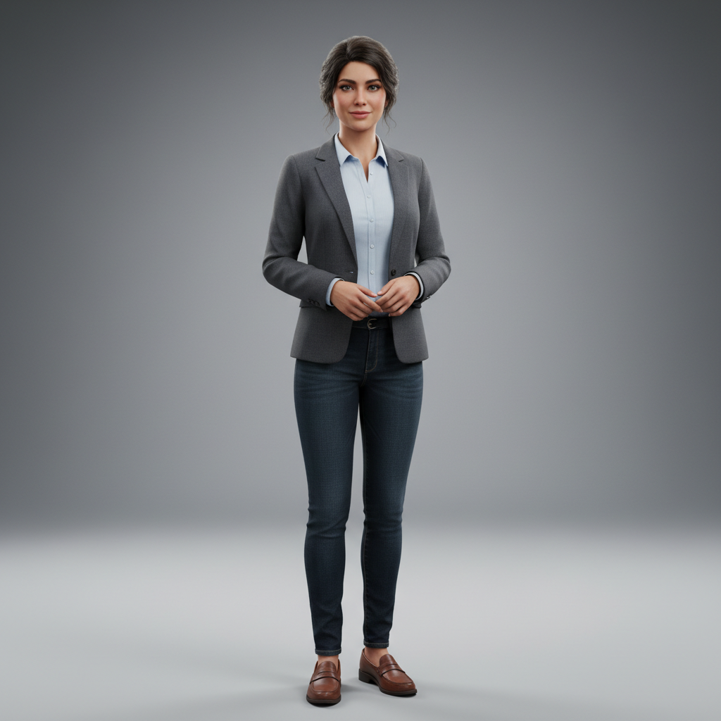 Full body avatar AI digital human complete figure standing professional