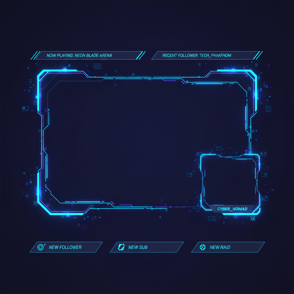 AI stream overlay gaming broadcast graphics animated webcam frame