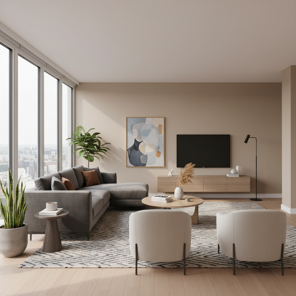 AI real estate virtual staging modern living room property photography