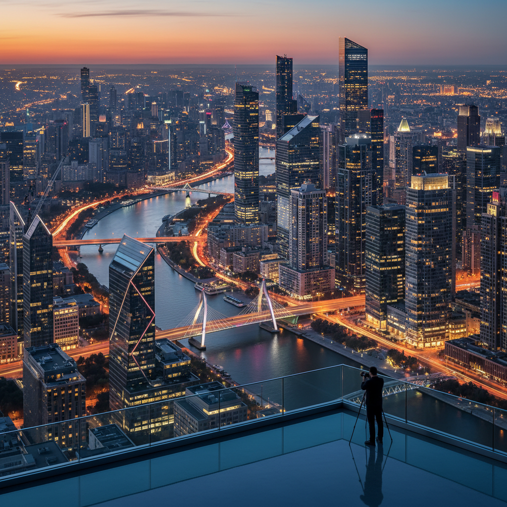 City background urban skyline skyscrapers metropolitan backdrop professional