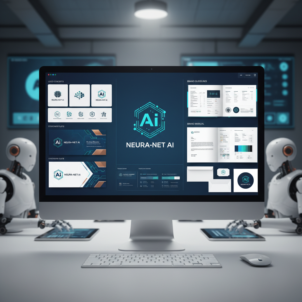 AI brand identity generator corporate visual design logo business cards marketing