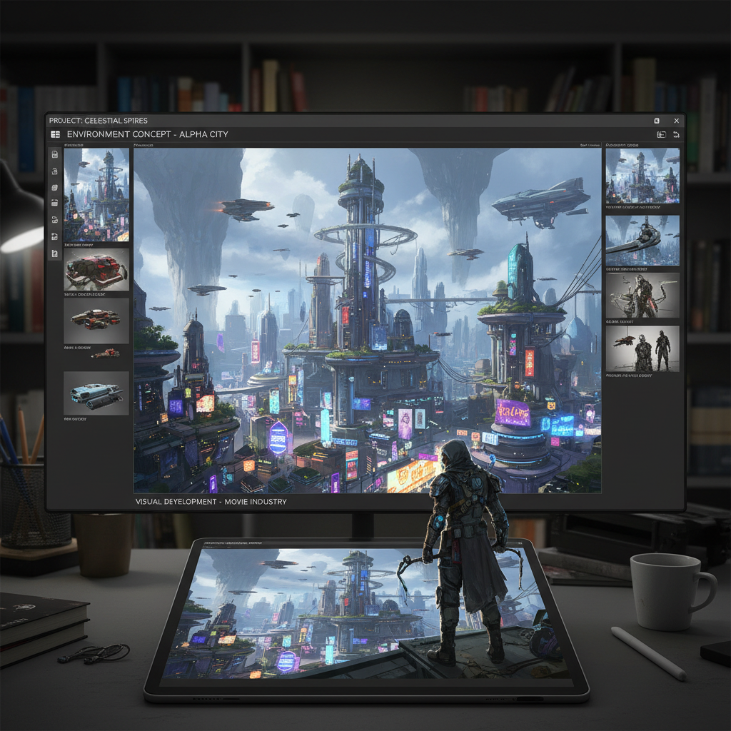 AI concept art generator pre-production artwork film game environment character design