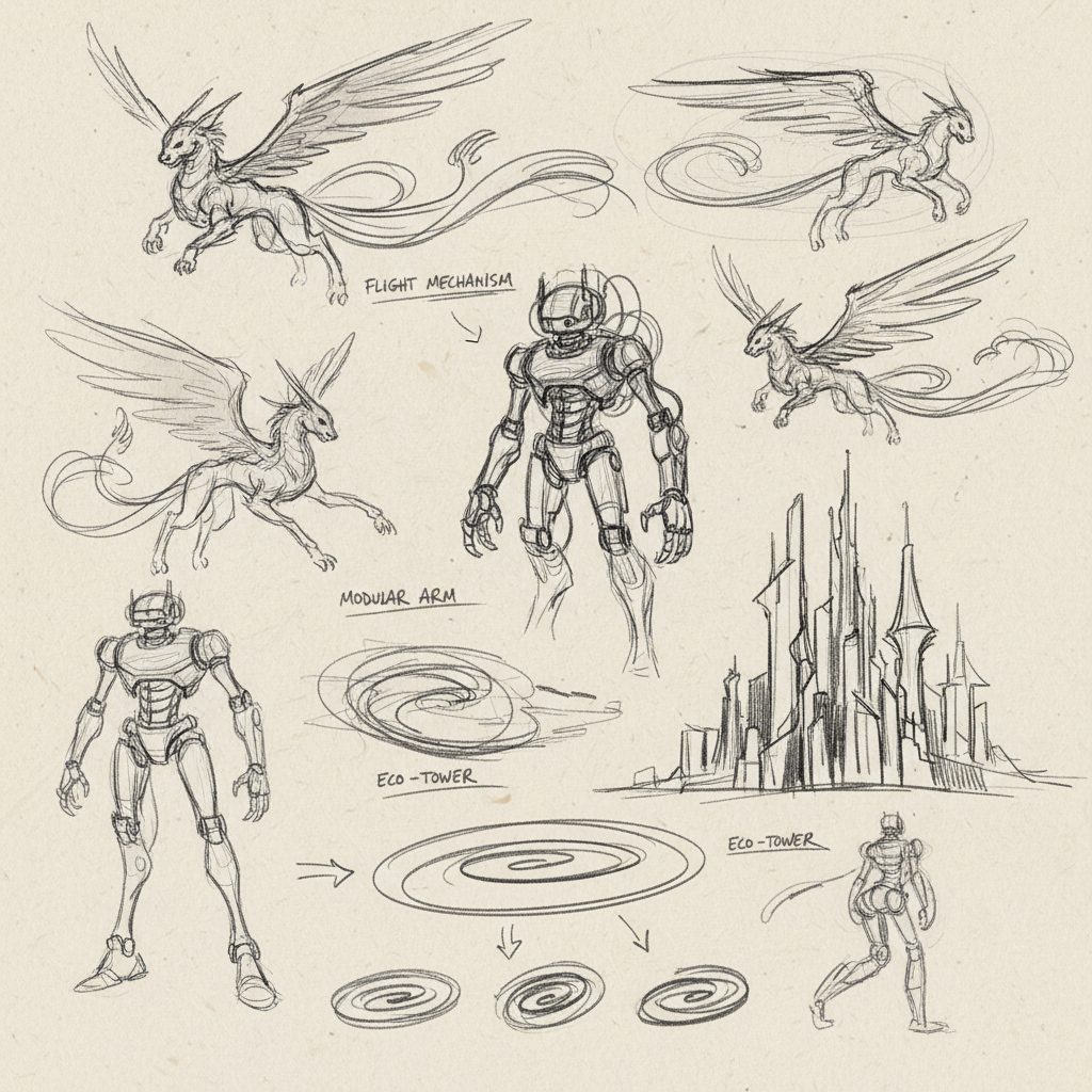 AI quick sketch generator fast rough concept drawings rapid ideation gestural lines