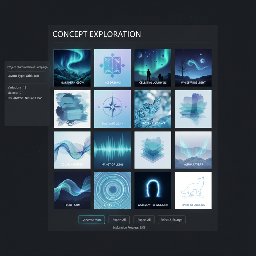 AI thumbnail preview generator small preview images layout compositions design exploration
