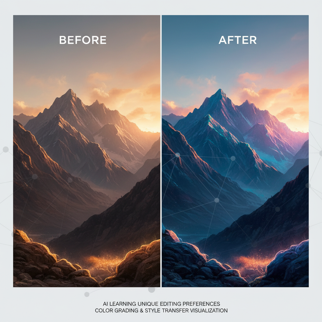 AI editing style training custom color grading personal editing preferences learned photo style