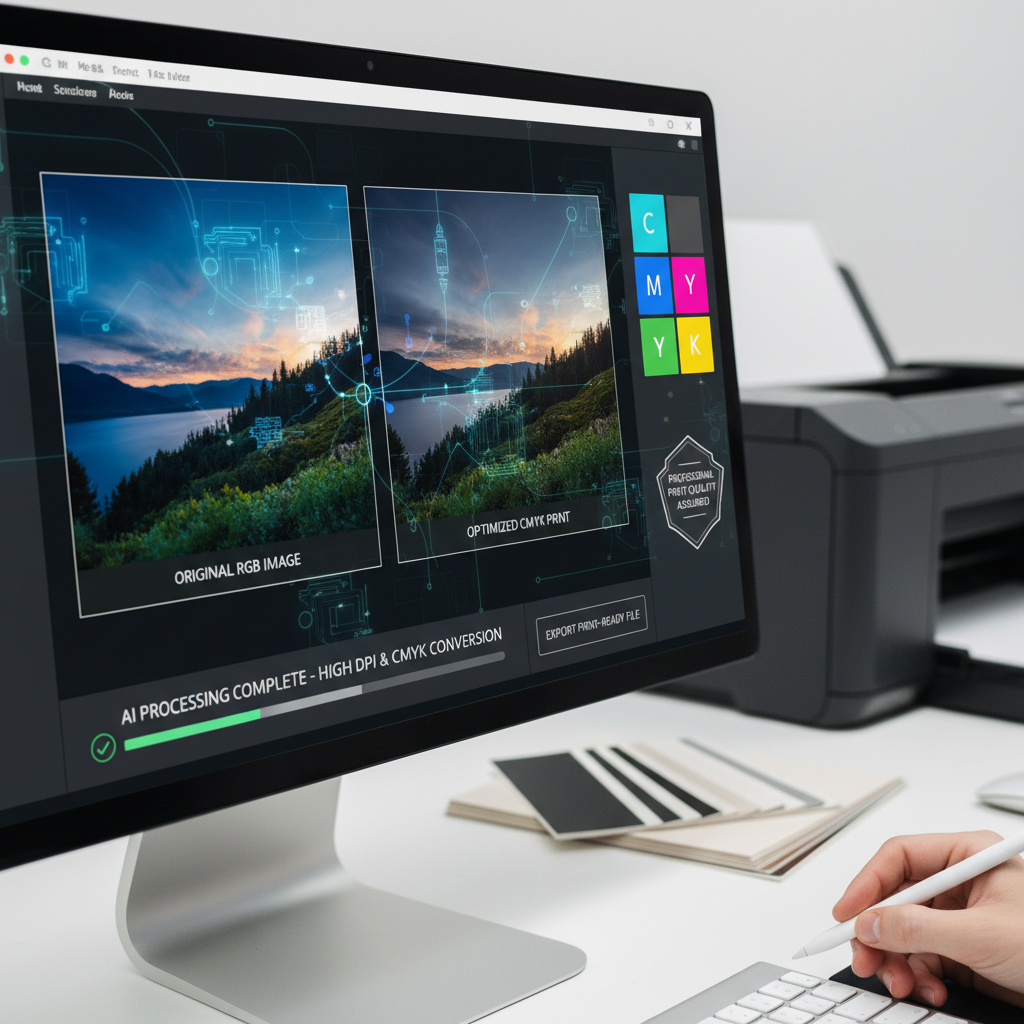 AI print ready preparation high DPI optimization CMYK professional print quality