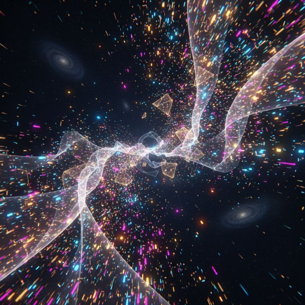 AI video particle effects system colorful motion graphics dynamic VFX