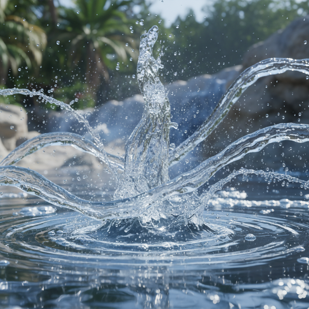AI water splash effect liquid droplets waves realistic VFX