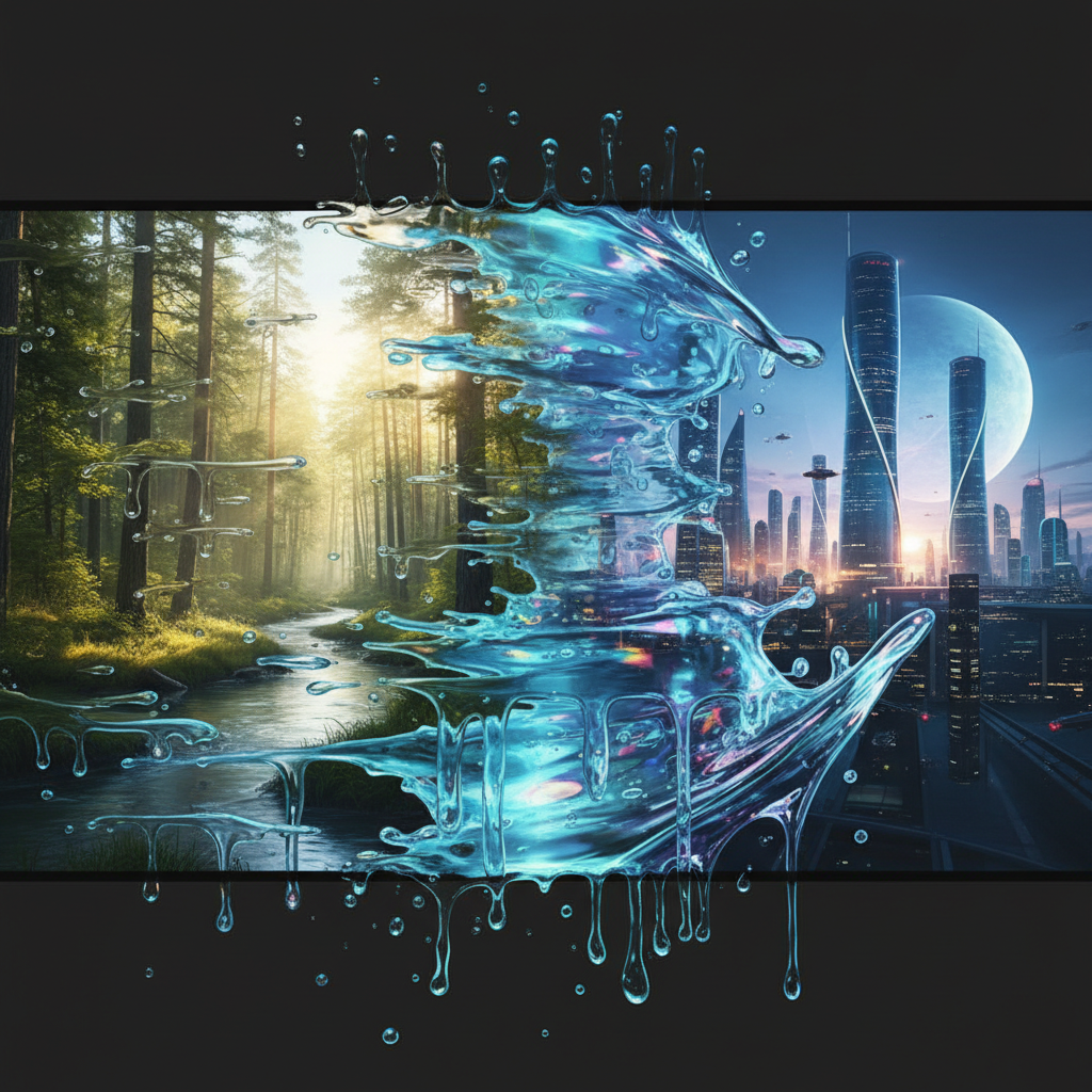 AI liquid transition fluid wipe melting visual flowing motion graphics